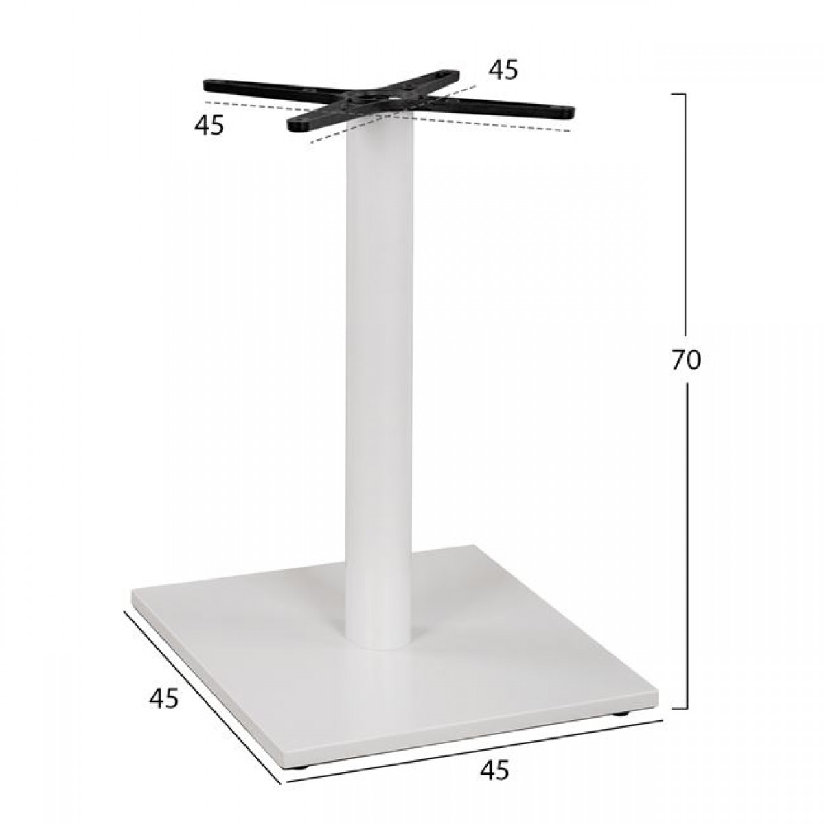 ΒΑΣΗ ΜΕΤΑΛΛΙΚΗ ΛΕΥΚΗ ΜΑΤ 46Χ46Χ72εκ. ΜΕ ΣΤΑΥΡΟ 46Χ46 ΚΑΙ ΡΕΓΟΥΛΑΤΟΡΟΥΣ HM438.02