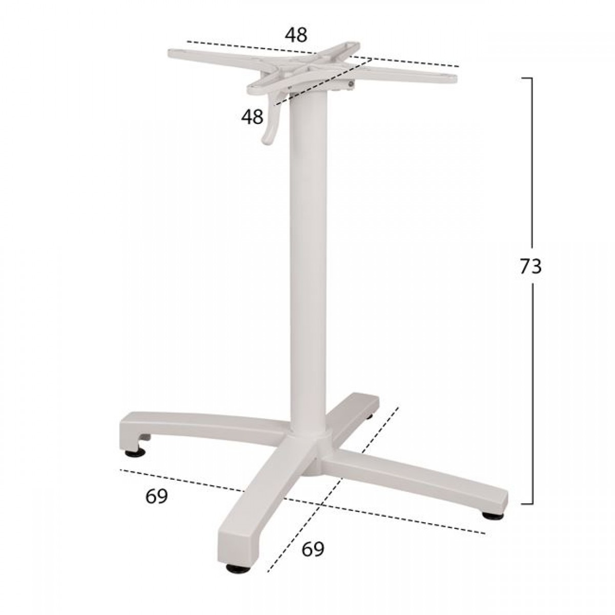 ΒΑΣΗ ΑΛΟΥΜΙΝΙΟΥ HM459.02 ΛΕΥΚΟ ΜΑΤ 69Χ69Χ73Υεκ. ΜΕ ΕΠΙΦΑΝΕΙΑ 48Χ48εκ.