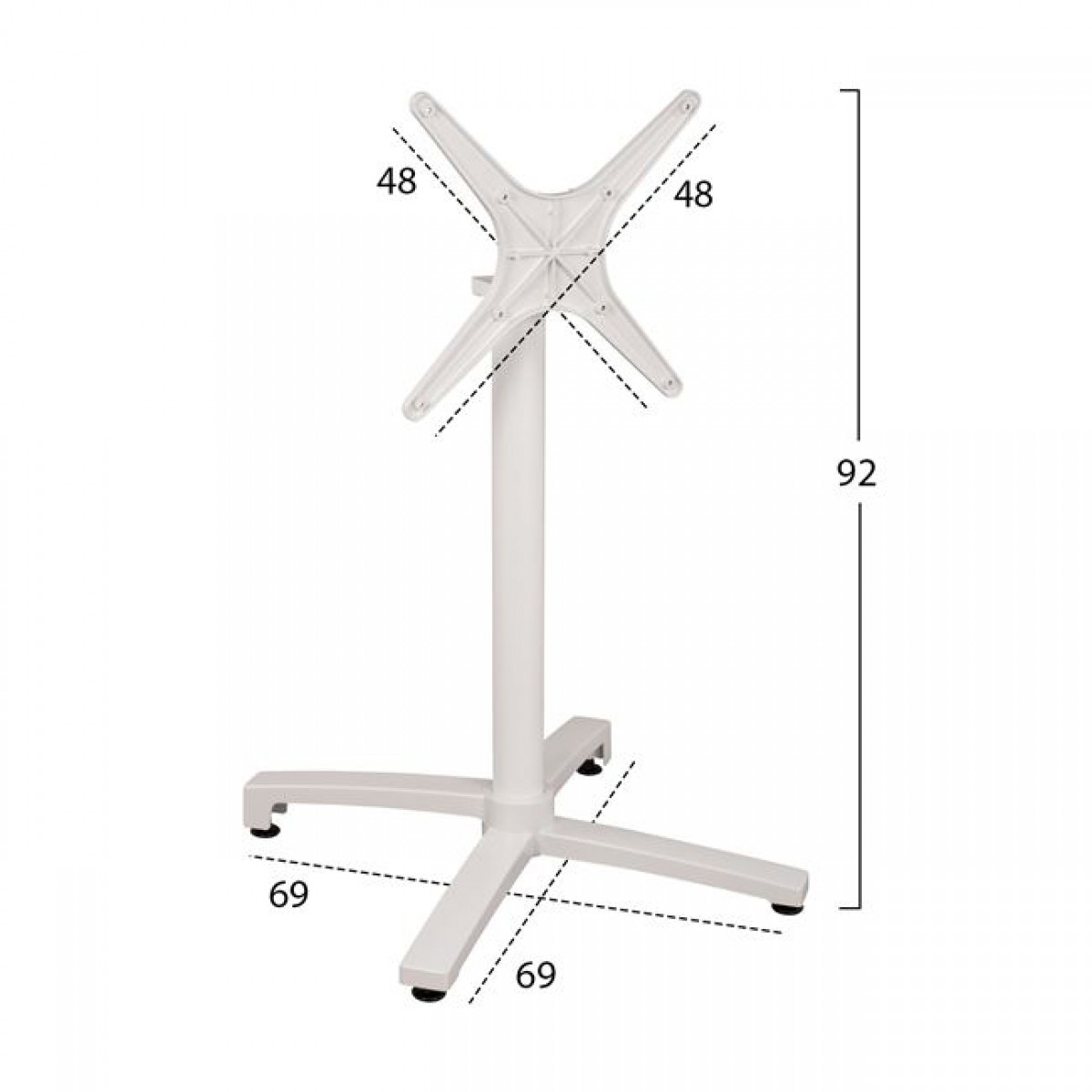 ΒΑΣΗ ΑΛΟΥΜΙΝΙΟΥ HM459.02 ΛΕΥΚΟ ΜΑΤ 69Χ69Χ73Υεκ. ΜΕ ΕΠΙΦΑΝΕΙΑ 48Χ48εκ.