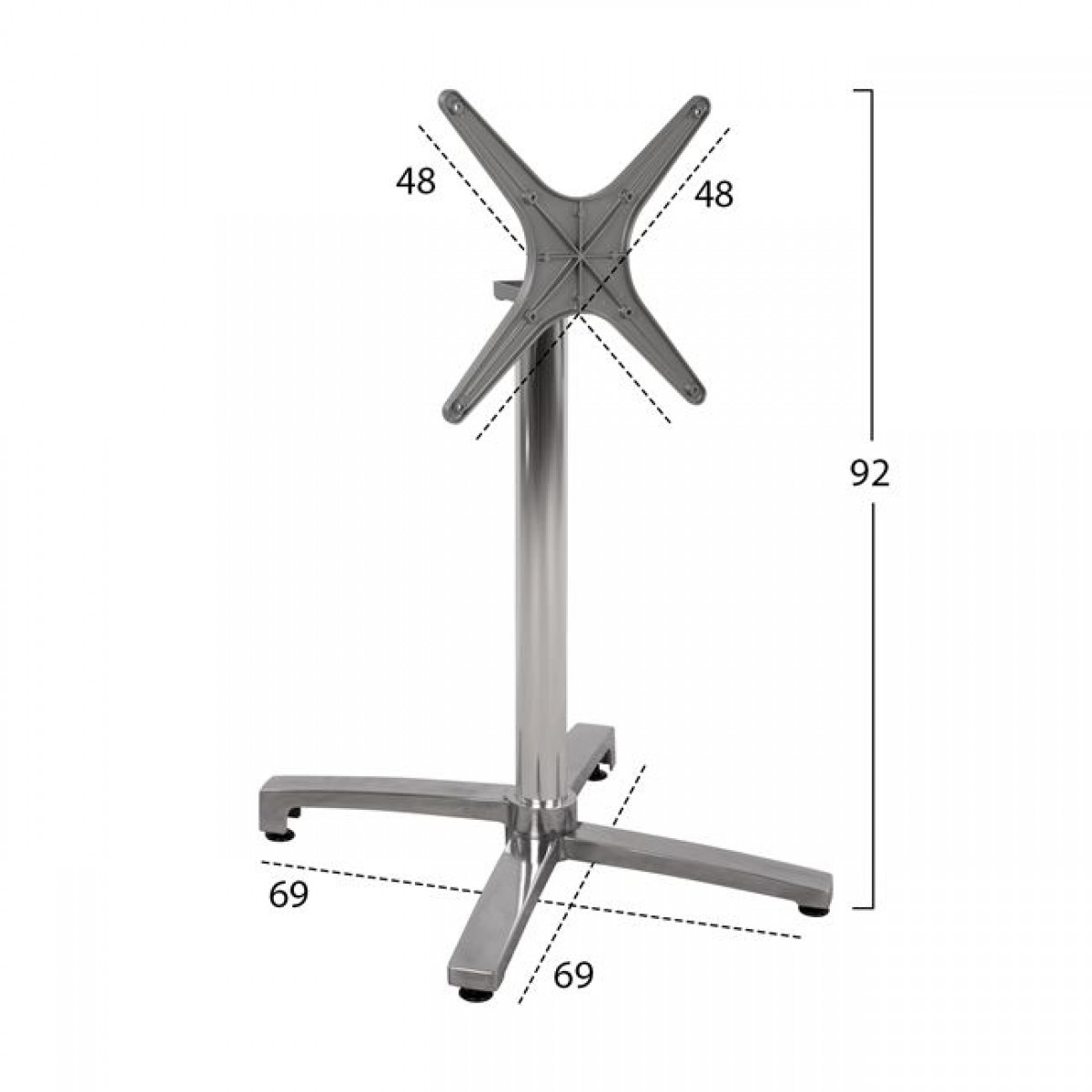 ΒΑΣΗ ΑΛΟΥΜΙΝΙΟΥ ΠΤΥΣΣΟΜΕΝΗ ΧΡΩΜΙΟΥ 69Χ69Χ73Υεκ. ΜΕ ΣΤΑΥΡΟ 48Χ48εκ.HM459.03