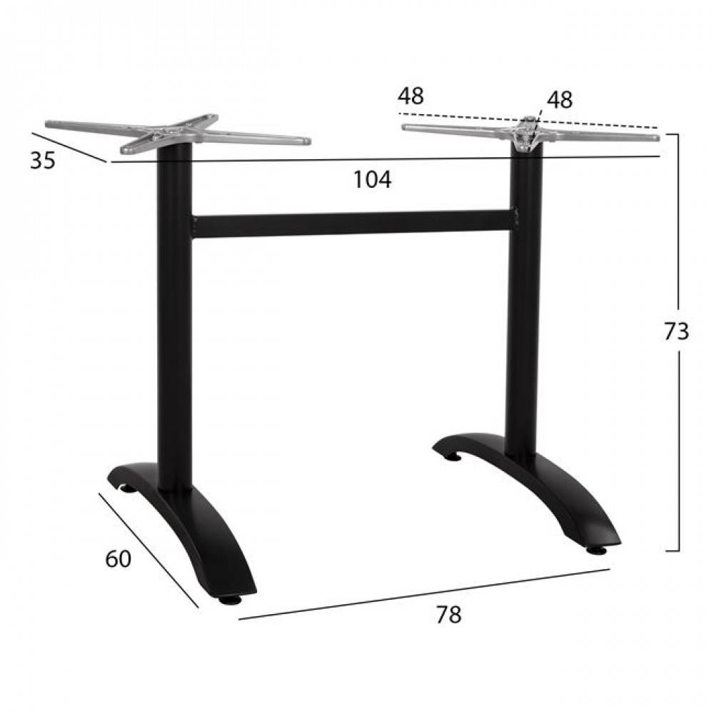 ΒΑΣΗ ΑΛΟΥΜΙΝΙΟΥ ΔΙΣΤΗΛΗ HM461.01 ΜΑΥΡΟ ΜΑΤ 78,5Χ60Χ73Υ εκ.