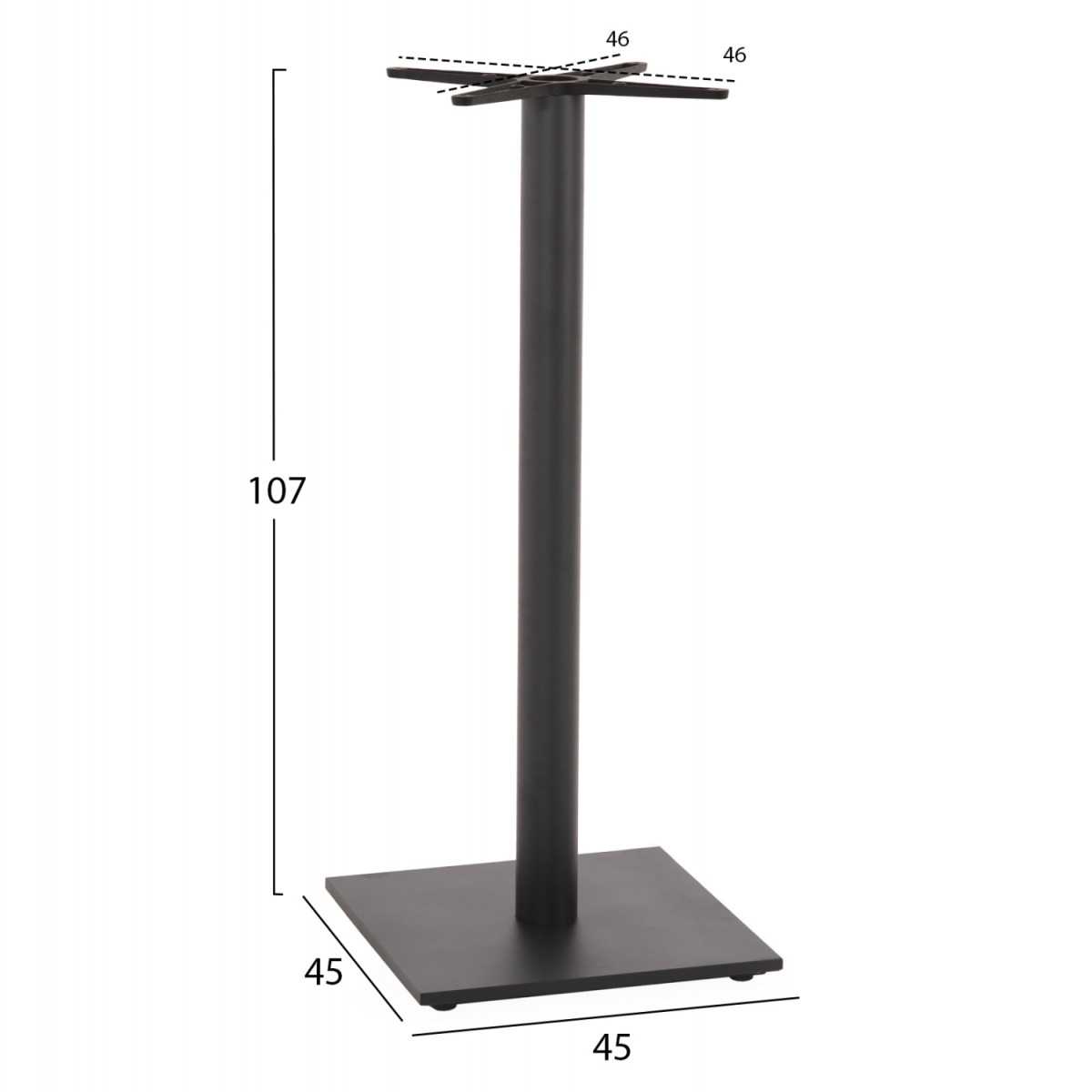 ΒΑΣΗ ΤΡΑΠΕΖΙΟΥ ΜΠΑΡ ΜΕΤΑΛΛΙΚΗ ΓΚΡΙ ΜΑΤ 46Χ46Χ108Yεκ. ΜΕ ΡΕΓΟΥΛΑΤΟΡΟΥΣ HM439.20