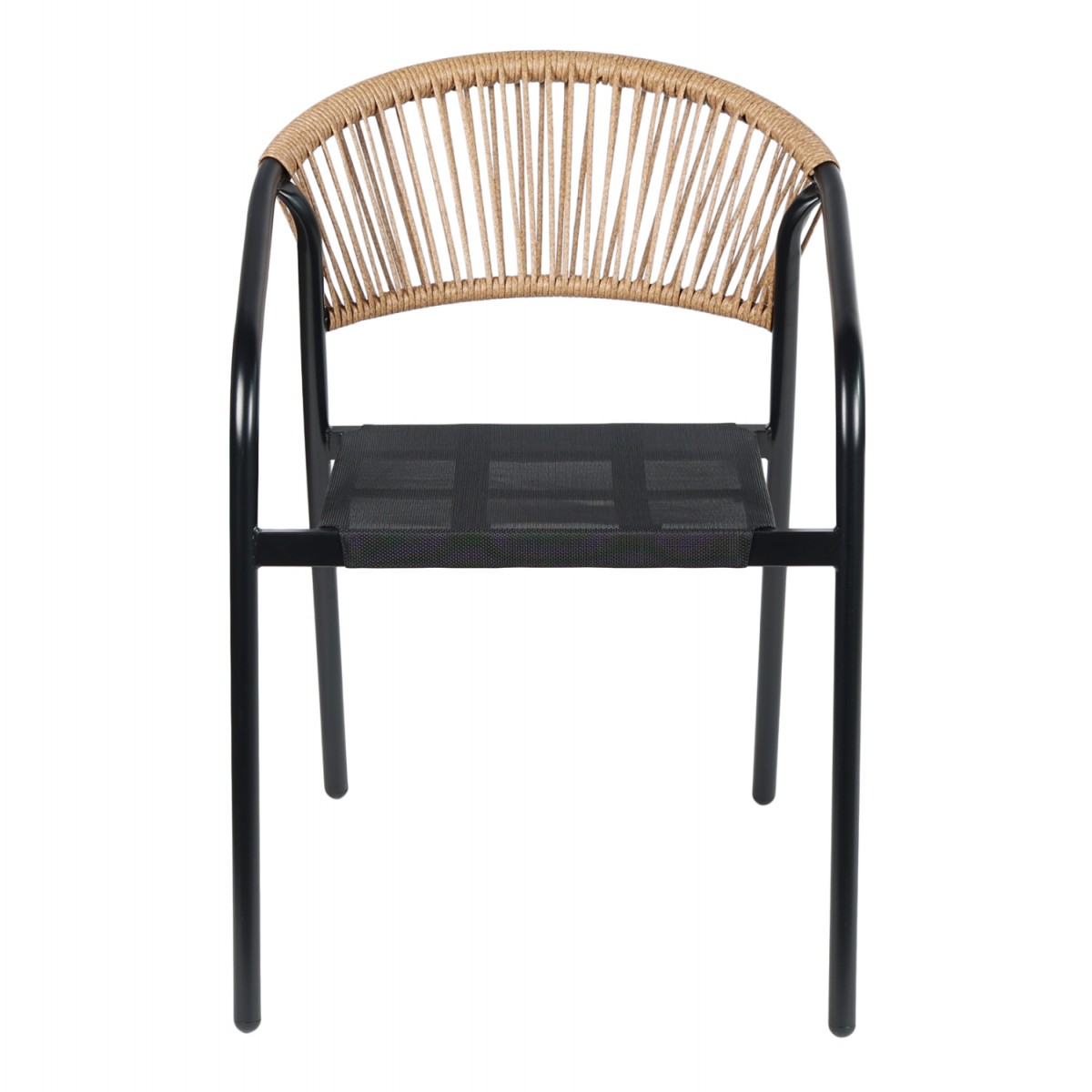 ΠΟΛΥΘΡΟΝΑ HOMAN HM6430.03 ΜΑΥΡΟ ΜΕΤΑΛΛΟ & TEXTILENE--ΜΠΕΖ P.E.RATTAN 53x58x75Υεκ