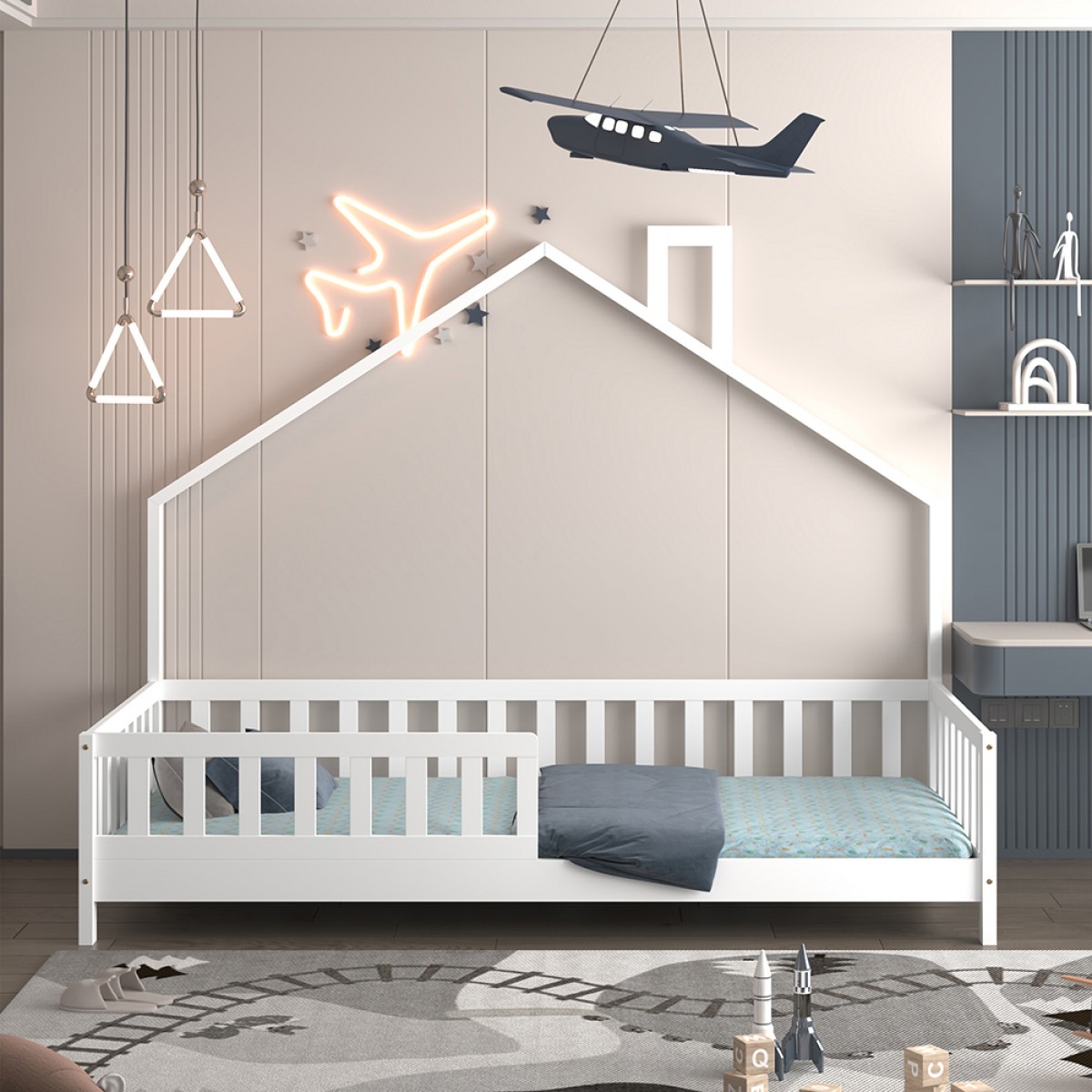 ΚΡΕΒΑΤΙ ΠΑΙΔΙΚΟ HOUSER HM740.03 τ.MONTESSORI ΞΥΛΟ ΠΕΥΚΟ ΛΕΥΚΟ--ΓΙΑ 190x90εκ