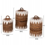 ΚΑΛΑΘΙΑ ΨΑΘΙΝΑ ΣΤΡΟΓΓΥΛΑ ΜΕ ΚΑΠΑΚΙ ΣΕΤ 3τμχ HM4306 ΣΕ ΦΥΣΙΚΟ-ΛΕΥΚΟ Φ42x63Υεκ.