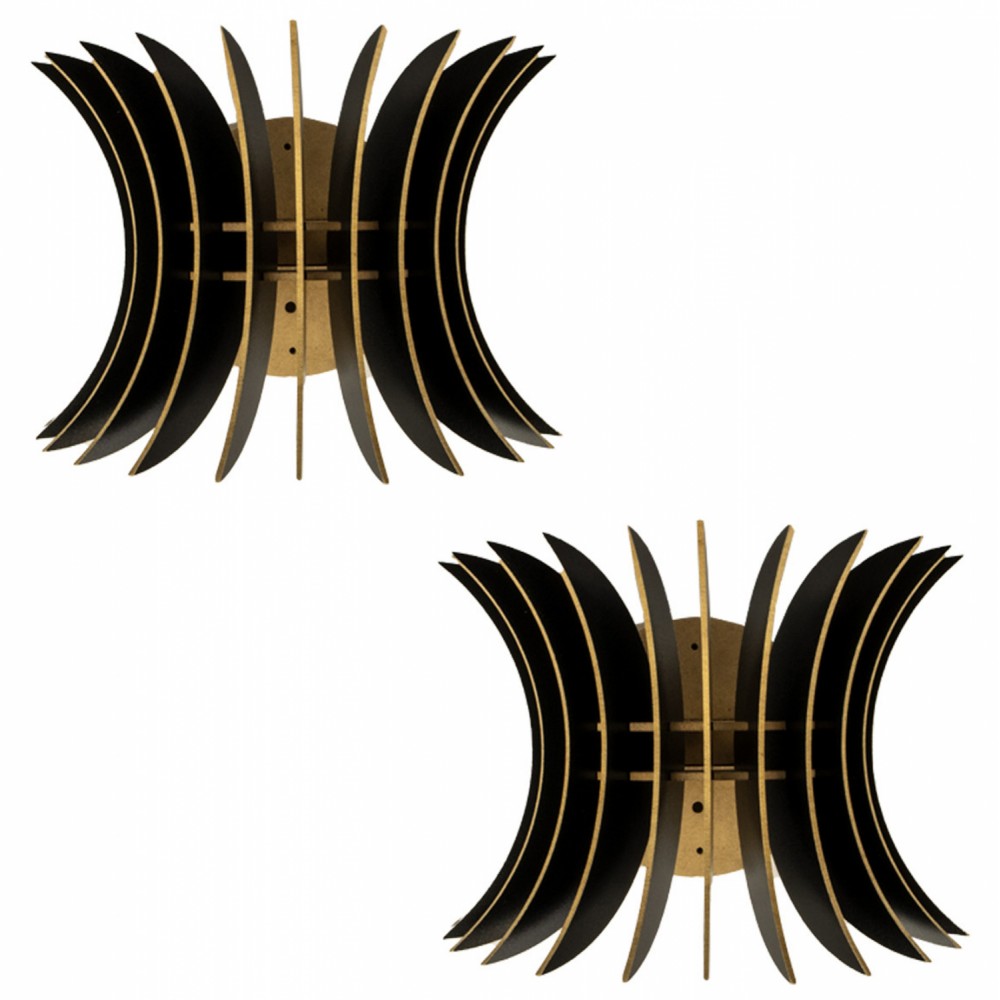 ΣΕΤ ΑΠΛΙΚΕΣ ΤΟΙΧΟΥ 2ΤΜΧ ΞΥΛΙΝΕΣ ΑΠΟ MDF ΜΑΥΡΟ HM7380.03 28x20x20Υ εκ.