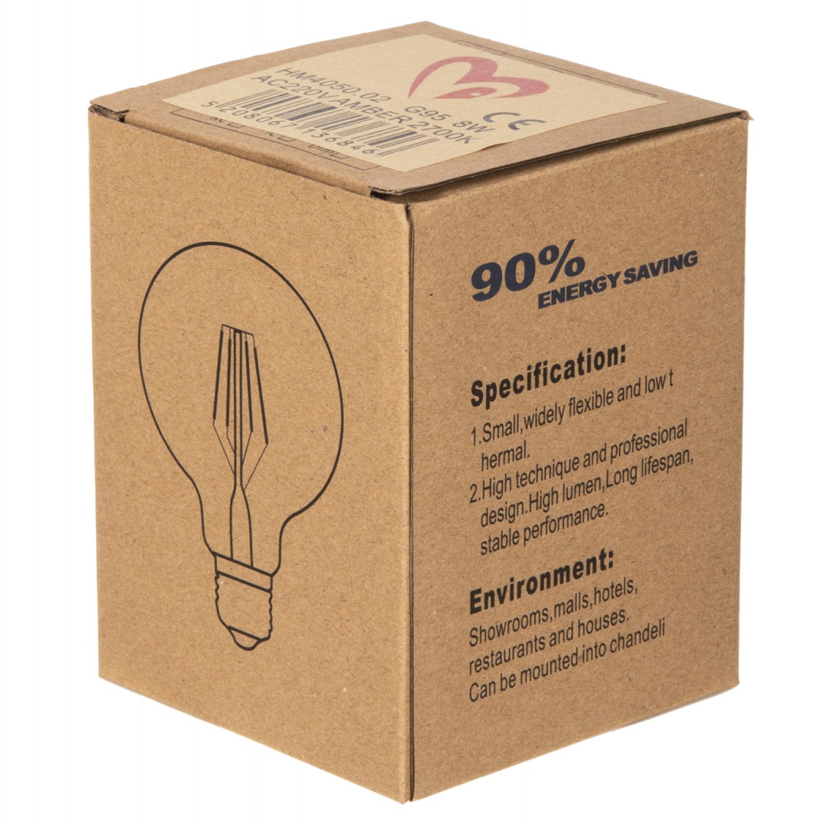ΛΑΜΠΤΗΡΑΣ GLOBO LED FILAMENT 8W E27 2700K ΧΡΥΣΟ DIMMABLE HM4050.02