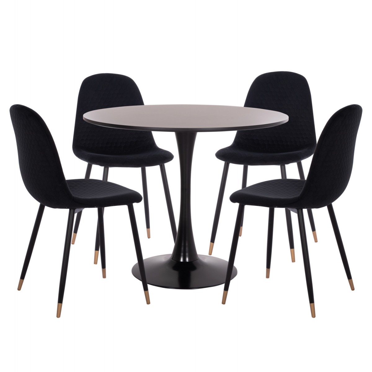 ΣΕΤ ΤΡΑΠΕΖΑΡΙΑΣ 5ΤΜΧ BROLIN HM21191 MDF TOP-ΜΕΤΑΛΛΙΚΑ ΠΟΔΙΑ-ΒΕΛΟΥΔΟ--ΜΑΥΡΟ