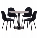 ΣΕΤ ΤΡΑΠΕΖΑΡΙΑΣ 5ΤΜΧ BROLIN HM21191 MDF TOP-ΜΕΤΑΛΛΙΚΑ ΠΟΔΙΑ-ΒΕΛΟΥΔΟ--ΜΑΥΡΟ