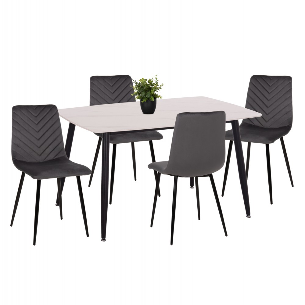 ΣΕΤ ΤΡΑΠΕΖΑΡΙΑΣ 5ΤΜΧ LATRELL HM21192 ΤΡΑΠΕΖΙ ΚΕΡΑΜΙΚΟ TOP-ΒΕΛΟΥΔΟ ΓΚΡΙ ΚΑΡΕΚΛΕΣ