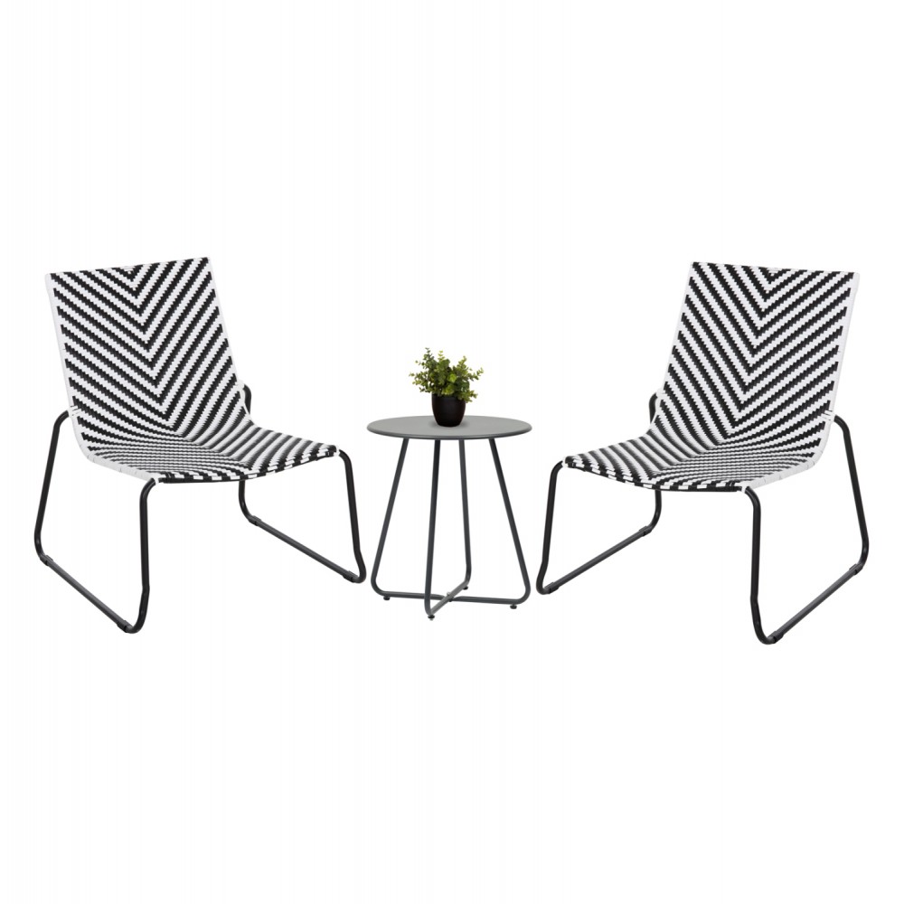 ΣΕΤ LOUNGE 3TMX ΕΞ.ΧΩΡΟΥ PONY HM21193 ΜΕΤΑΛΛΟ ΣΕ ΓΚΡΙ--ΣΥΝΘ.RATTAN ΣΕ ΛΕΥΚΟ-ΜΑΥΡΟ