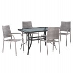 ΣΕΤ ΤΡΑΠΕΖΑΡΙΑΣ MORNER HM21195 ΤΡΑΠΕΖΙ ΜΕ 4 ΠΟΛΥΘΡΟΝΕΣ--ΓΚΡΙ