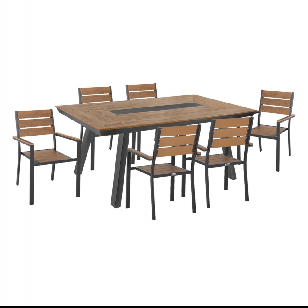 ΣΕΤ ΤΡΑΠΕΖΑΡΙΑΣ 7ΤΜΧ SAGA HM10814 ΑΛΟΥΜΙΝΙΟ ΣΕ ΓΚΡΙ--POLYWOOD