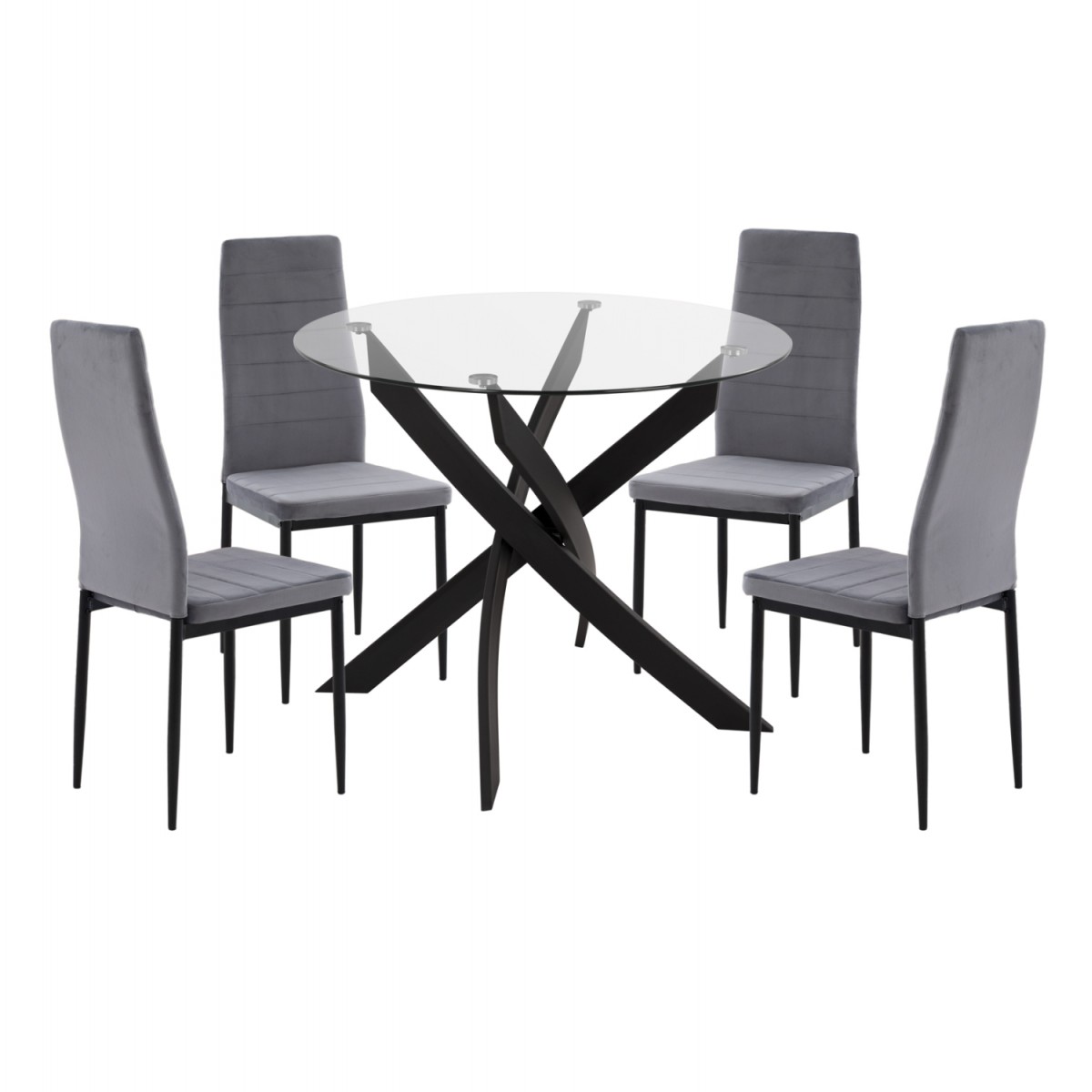 ΣΕΤ ΤΡΑΠΕΖΑΡΙΑΣ 5ΤΜΧ LADY HM21199.01 ΓΥΑΛΙ--ΜΕΤΑΛΛΟ ΣΕ ΜΑΥΡΟ & ΒΕΛΟΥΔΟ ΓΚΡΙ