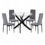 ΣΕΤ ΤΡΑΠΕΖΑΡΙΑΣ 5ΤΜΧ LADY HM21199.01 ΓΥΑΛΙ--ΜΕΤΑΛΛΟ ΣΕ ΜΑΥΡΟ & ΒΕΛΟΥΔΟ ΓΚΡΙ