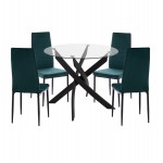 ΣΕΤ ΤΡΑΠΕΖΑΡΙΑΣ 5ΤΜΧ LADY HM21199.03 ΓΥΑΛΙ--ΜΕΤΑΛΛΟ ΣΕ ΜΑΥΡΟ & ΒΕΛΟΥΔΟ ΚΥΠΑΡΙΣΣΙ