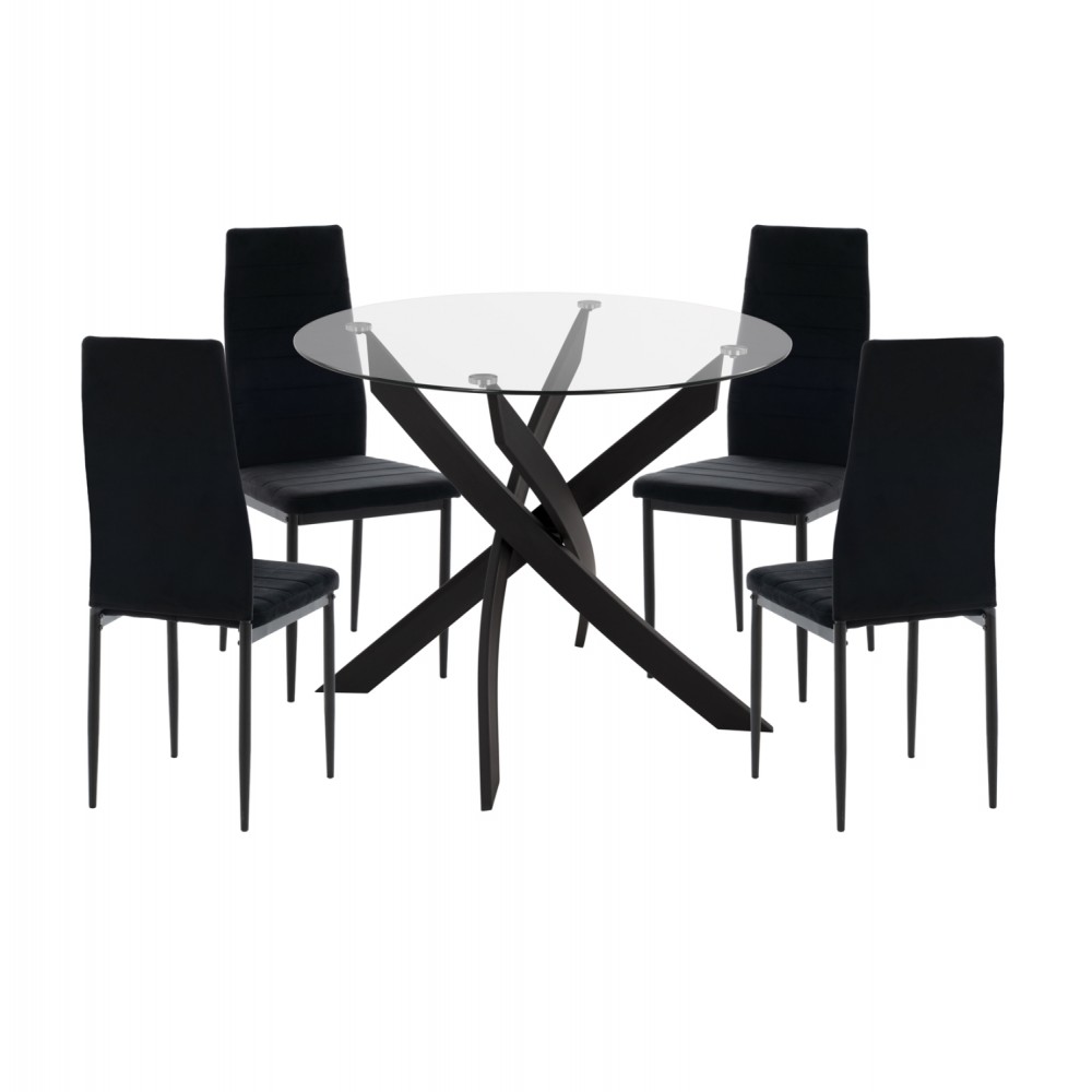 ΣΕΤ ΤΡΑΠΕΖΑΡΙΑΣ 5ΤΜΧ LADY HM21199.04 ΓΥΑΛΙ--ΜΕΤΑΛΛΟ & ΒΕΛΟΥΔΟ ΣΕ ΜΑΥΡΟ