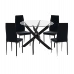 ΣΕΤ ΤΡΑΠΕΖΑΡΙΑΣ 5ΤΜΧ LADY HM21199.04 ΓΥΑΛΙ--ΜΕΤΑΛΛΟ & ΒΕΛΟΥΔΟ ΣΕ ΜΑΥΡΟ