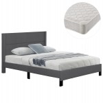 ΚΡΕΒΑΤΙ ΔΙΠΛΟ & ΣΤΡΩΜΑ TRILLOP HM21202.12 ΓΚΡΙ ΥΦΑΣΜΑ--ΓΙΑ 160x200εκ