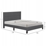 ΚΡΕΒΑΤΙ ΔΙΠΛΟ & ΣΤΡΩΜΑ TRILLOP HM21202.12 ΓΚΡΙ ΥΦΑΣΜΑ--ΓΙΑ 160x200εκ