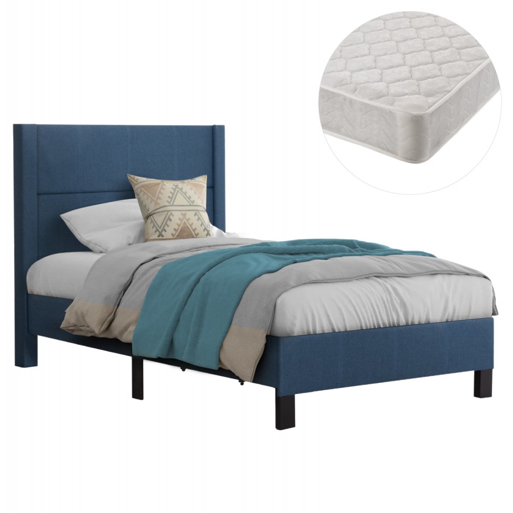 ΚΡΕΒΑΤΙ ΜΟΝΟ & ΣΤΡΩΜΑ TRILLOP HM21203.14 ΜΠΛΕ ΥΦΑΣΜΑ--ΓΙΑ 120x200εκ