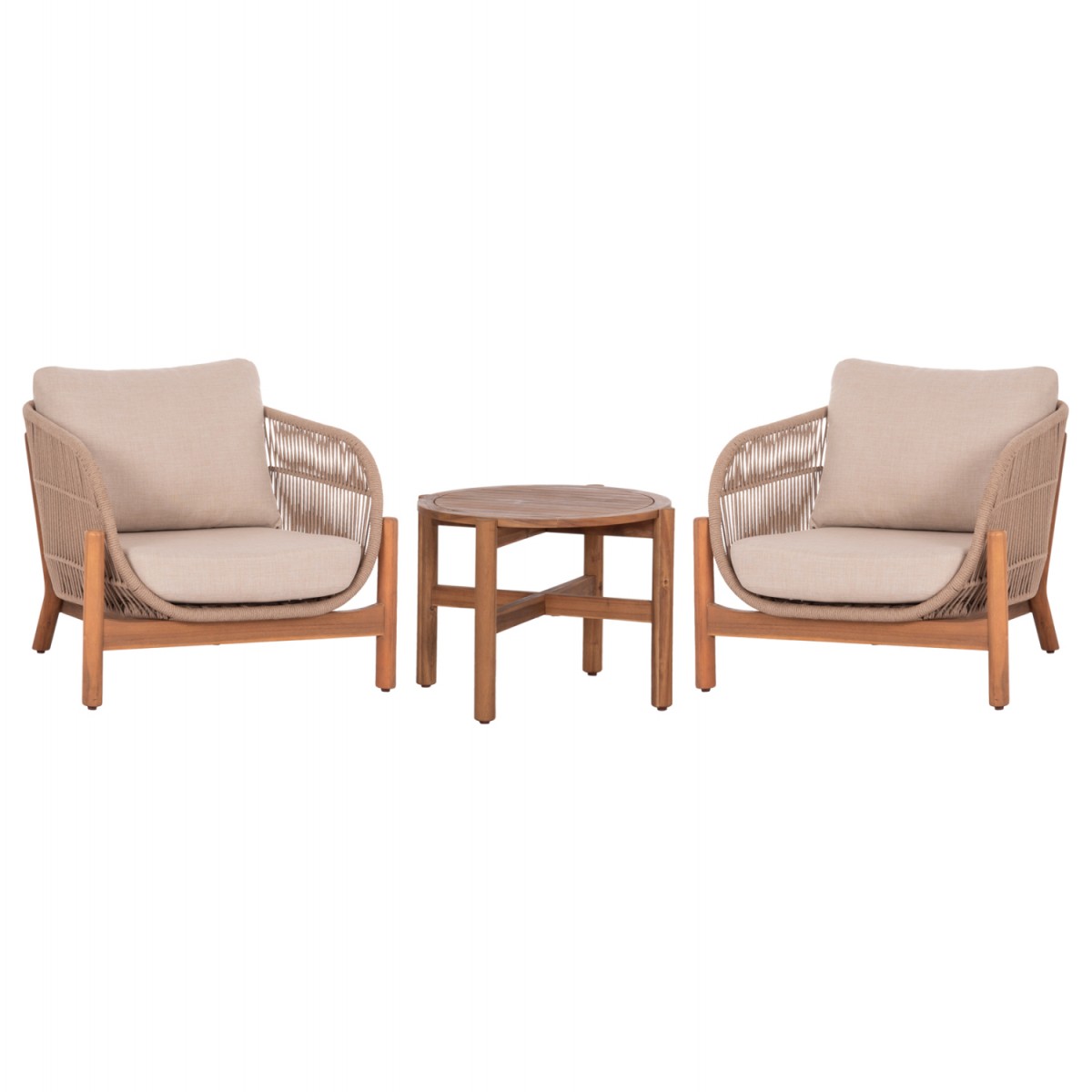 LOUNGE ΣΕΤ SANJI HM21214 ΤΡΑΠΕΖΙ & 2 ΠΟΛΥΘΡΟΝΕΣ--ΞΥΛΟ ΑΚΑΚΙΑΣ-ΑΛΟΥΜΙΝΙΟ-ΣΧΟΙΝΙ