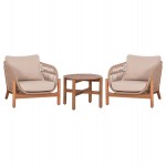 LOUNGE ΣΕΤ SANJI HM21214 ΤΡΑΠΕΖΙ & 2 ΠΟΛΥΘΡΟΝΕΣ--ΞΥΛΟ ΑΚΑΚΙΑΣ-ΑΛΟΥΜΙΝΙΟ-ΣΧΟΙΝΙ