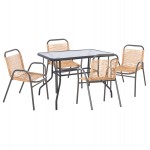 ΣΕΤ ΤΡΑΠΕΖΑΡΙΑΣ 5ΤΜΧ AVRIL HM21221.01 ΚΑΡΕΚΛΕΣ ΜΕΤΑΛ. & ΤΡΑΠΕΖΙ 110x60 ΓΚΡΙ-ΦΥΣΙΚΟ