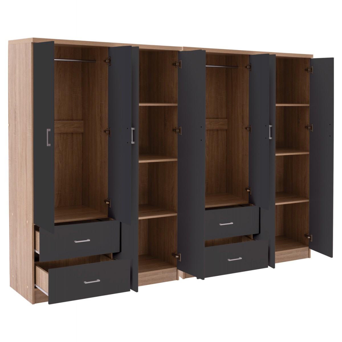 ΝΤΟΥΛΑΠΑ 8ΦΥΛΛΗ BRIANA HM21237.01 ΜΕΛΑΜΙΝΗ SONAMA & ΣΚΟΥΡΟ ΓΚΡΙ 241x42,5Χ180,5Υεκ.