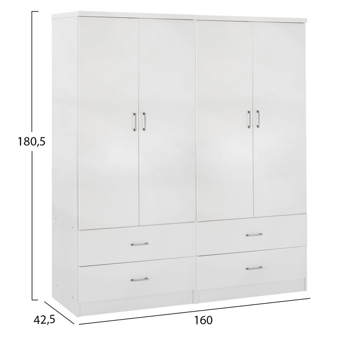 ΝΤΟΥΛΑΠΑ 4ΦΥΛΛΗ REINA ME 4 ΣΥΡΤΑΡΙΑ HM21258 ΜΕΛΑΜΙΝΗ ΣΕ ΛΕΥΚΟ 160x42,5x180,5Υεκ