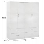 ΝΤΟΥΛΑΠΑ 4ΦΥΛΛΗ REINA ME 4 ΣΥΡΤΑΡΙΑ HM21258 ΜΕΛΑΜΙΝΗ ΣΕ ΛΕΥΚΟ 160x42,5x180,5Υεκ