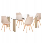 ΣΕΤ ΤΡΑΠΕΖΑΡΙΑΣ 5ΤΜΧ MORGAN HM21269.01 ΤΡΑΠΕΖΙ & 4 ΚΑΡΕΚΛΕΣ - ΚΑΠΟΥΤΣΙΝΟ