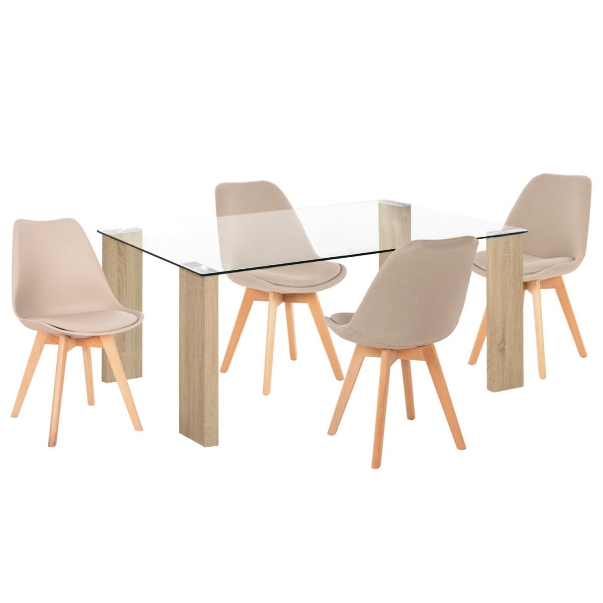 ΣΕΤ ΤΡΑΠΕΖΑΡΙΑΣ 5ΤΜΧ MORGAN HM21269.02 ΤΡΑΠΕΖΙ & 4 ΚΑΡΕΚΛΕΣ - ΜΠΕΖ ΥΦΑΣΜΑ