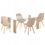 ΣΕΤ ΤΡΑΠΕΖΑΡΙΑΣ 5ΤΜΧ MORGAN HM21269.02 ΤΡΑΠΕΖΙ & 4 ΚΑΡΕΚΛΕΣ - ΜΠΕΖ ΥΦΑΣΜΑ