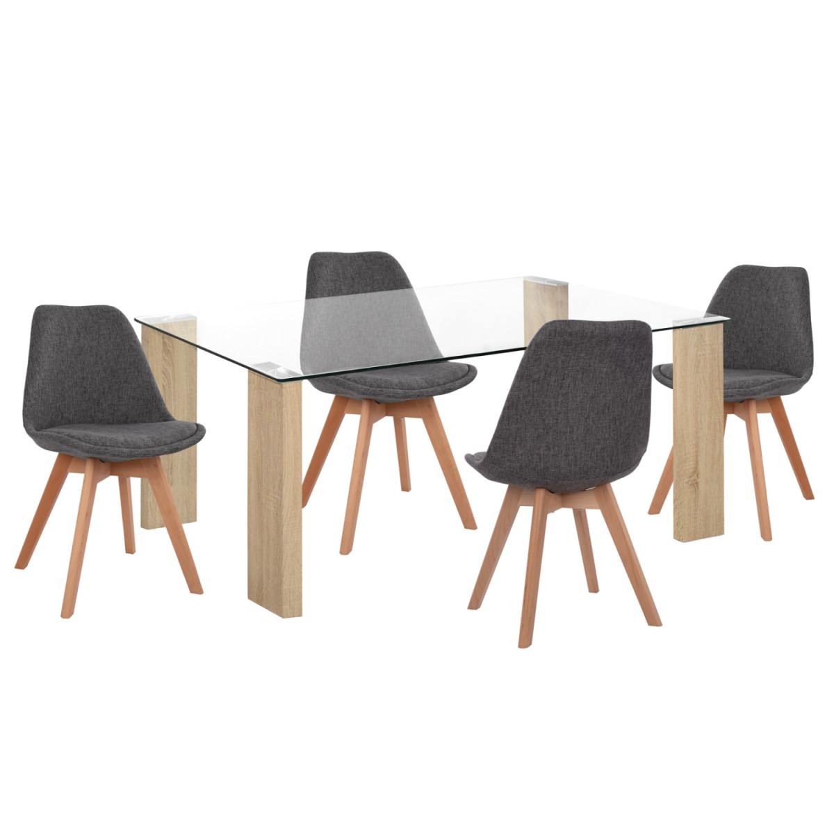 ΣΕΤ ΤΡΑΠΕΖΑΡΙΑΣ 5ΤΜΧ MORGAN HM21269.03 ΤΡΑΠΕΖΙ & 4 ΚΑΡΕΚΛΕΣ - ΓΚΡΙ ΥΦΑΣΜΑ