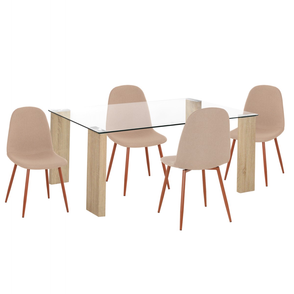 ΣΕΤ ΤΡΑΠΕΖΑΡΙΑΣ 5ΤΜΧ LEOMOR HM21270.01 ΤΡΑΠΕΖΙ & 4 ΚΑΡΕΚΛΕΣ - ΜΠΕΖ ΥΦΑΣΜΑ