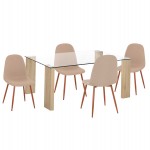 ΣΕΤ ΤΡΑΠΕΖΑΡΙΑΣ 5ΤΜΧ LEOMOR HM21270.01 ΤΡΑΠΕΖΙ & 4 ΚΑΡΕΚΛΕΣ - ΜΠΕΖ ΥΦΑΣΜΑ