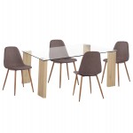 ΣΕΤ ΤΡΑΠΕΖΑΡΙΑΣ 5ΤΜΧ LEOMOR HM21270.02 ΤΡΑΠΕΖΙ & 4 ΚΑΡΕΚΛΕΣ - ΚΑΦΕ ΥΦΑΣΜΑ