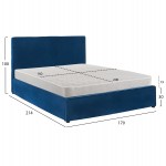 ΚΡΕΒΑΤΙ ΔΙΠΛΟ & ΣΤΡΩΜΑ ALLIE HM21273.04 ΜΠΛΕ ΒΕΛΟΥΔΟ ΜΕ ΑΠΟΘ.ΧΩΡΟ--ΓΙΑ 160x200εκ