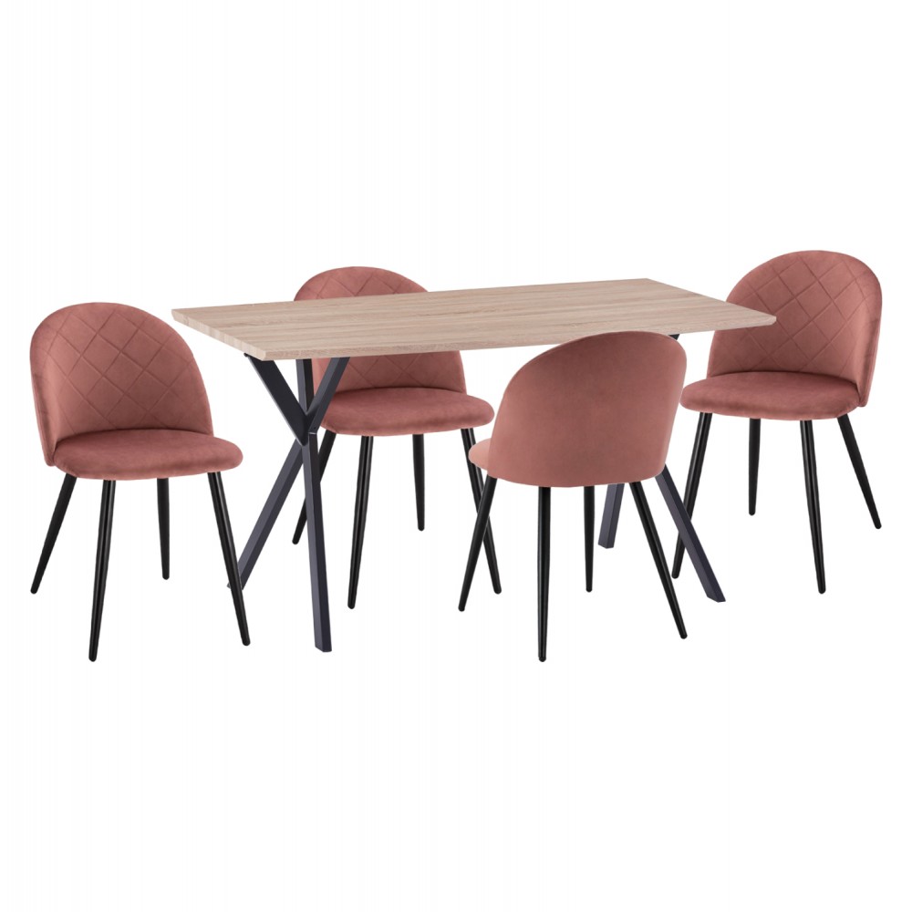 ΣΕΤ ΤΡΑΠΕΖΑΡΙΑΣ 5ΤΜΧ ALARICK HM21277 MDF TOP-ΒΕΛΟΥΔΟ ΣΑΠΙΟ ΜΗΛΟ & ΜΕΤΑΛΛΟ ΜΑΥΡΟ