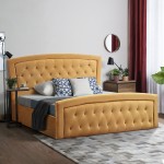 ΚΡΕΒΑΤΙ ΜΕ ΣΤΡΩΜΑ & ΑΠΟΘ.ΧΩΡΟ ODELIA HM21279.03 ΧΡΥΣΟ ΒΕΛΟΥΔΟ--ΓΙΑ 160x200εκ