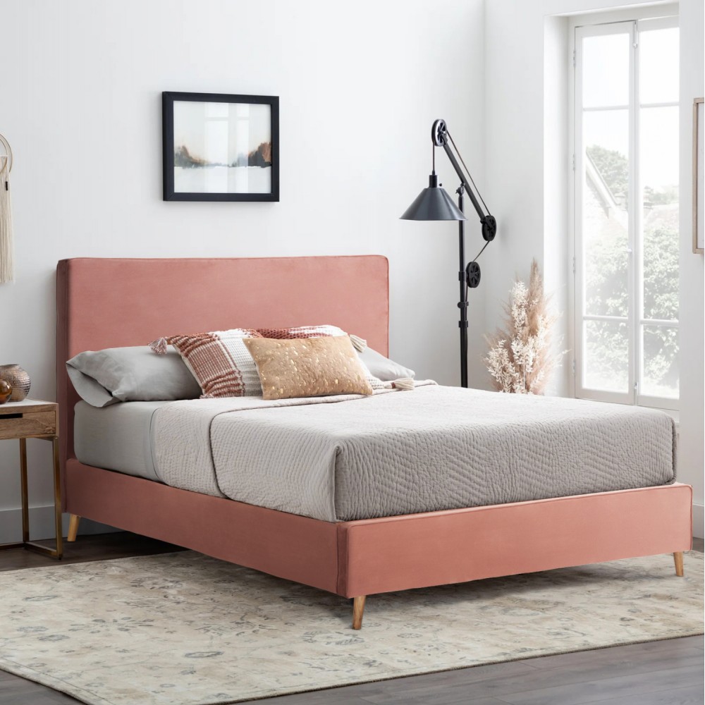 ΚΡΕΒΑΤΙ ΜΕ ΣΤΡΩΜΑ INDRA HM21280.03 ΣΑΠΙΟ ΜΗΛΟ ΒΕΛΟΥΔΟ--ΓΙΑ 160x200εκ