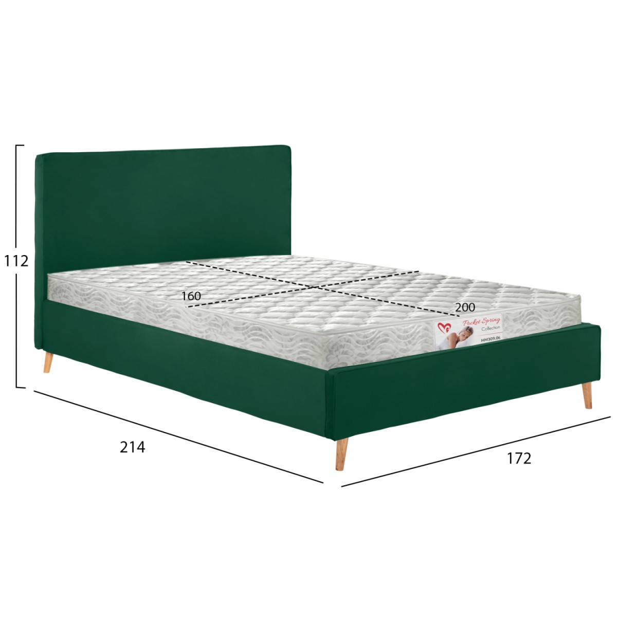 ΚΡΕΒΑΤΙ ΜΕ ΣΤΡΩΜΑ INDRA HM21280.04 ΚΥΠΑΡΙΣΣΙ ΒΕΛΟΥΔΟ--ΓΙΑ 160x200εκ