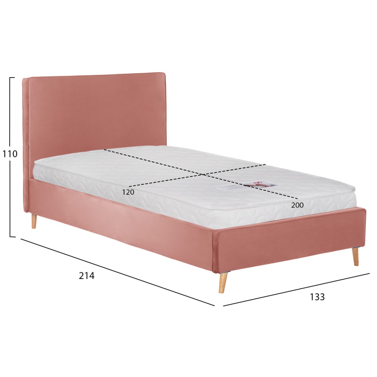 ΚΡΕΒΑΤΙ ΜΕ ΣΤΡΩΜΑ MAYLIN HM21281.01 ΣΑΠΙΟ ΜΗΛΟ ΒΕΛΟΥΔΟ--ΓΙΑ 120x200εκ