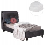 ΚΡΕΒΑΤΙ ΜΕ ΣΤΡΩΜΑ RILEY HM21282.01 ΓΚΡΙ ΒΕΛΟΥΔΟ--ΓΙΑ 90x200εκ