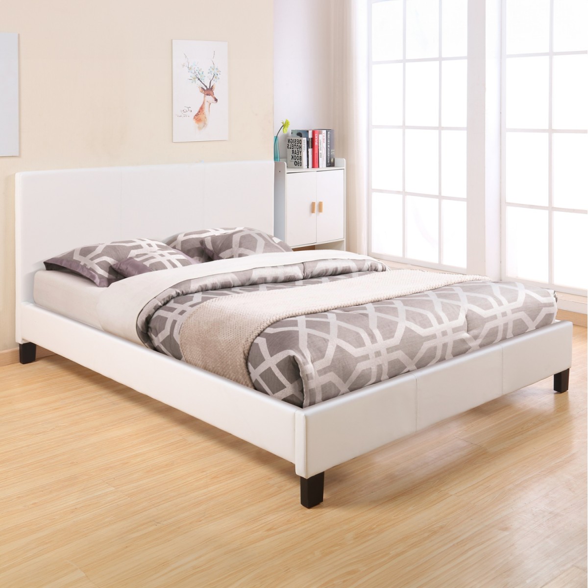 ΚΡΕΒΑΤΙ ΜΕ ΣΤΡΩΜΑ BECCA HM21283.01 ΛΕΥΚΟ PU--ΓΙΑ 150x200εκ