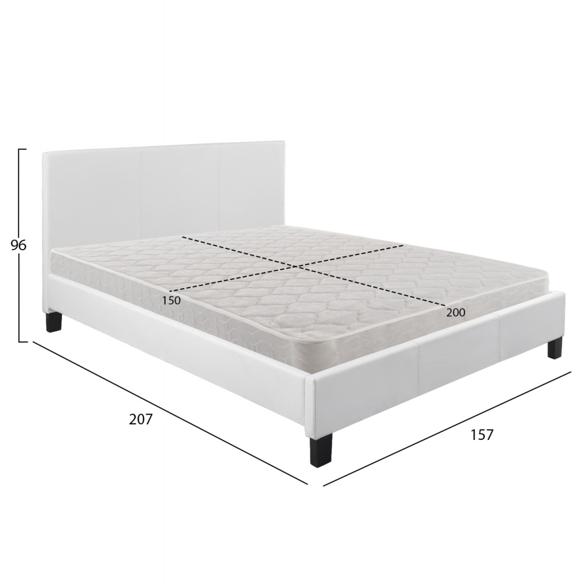 ΚΡΕΒΑΤΙ ΜΕ ΣΤΡΩΜΑ BECCA HM21283.01 ΛΕΥΚΟ PU--ΓΙΑ 150x200εκ