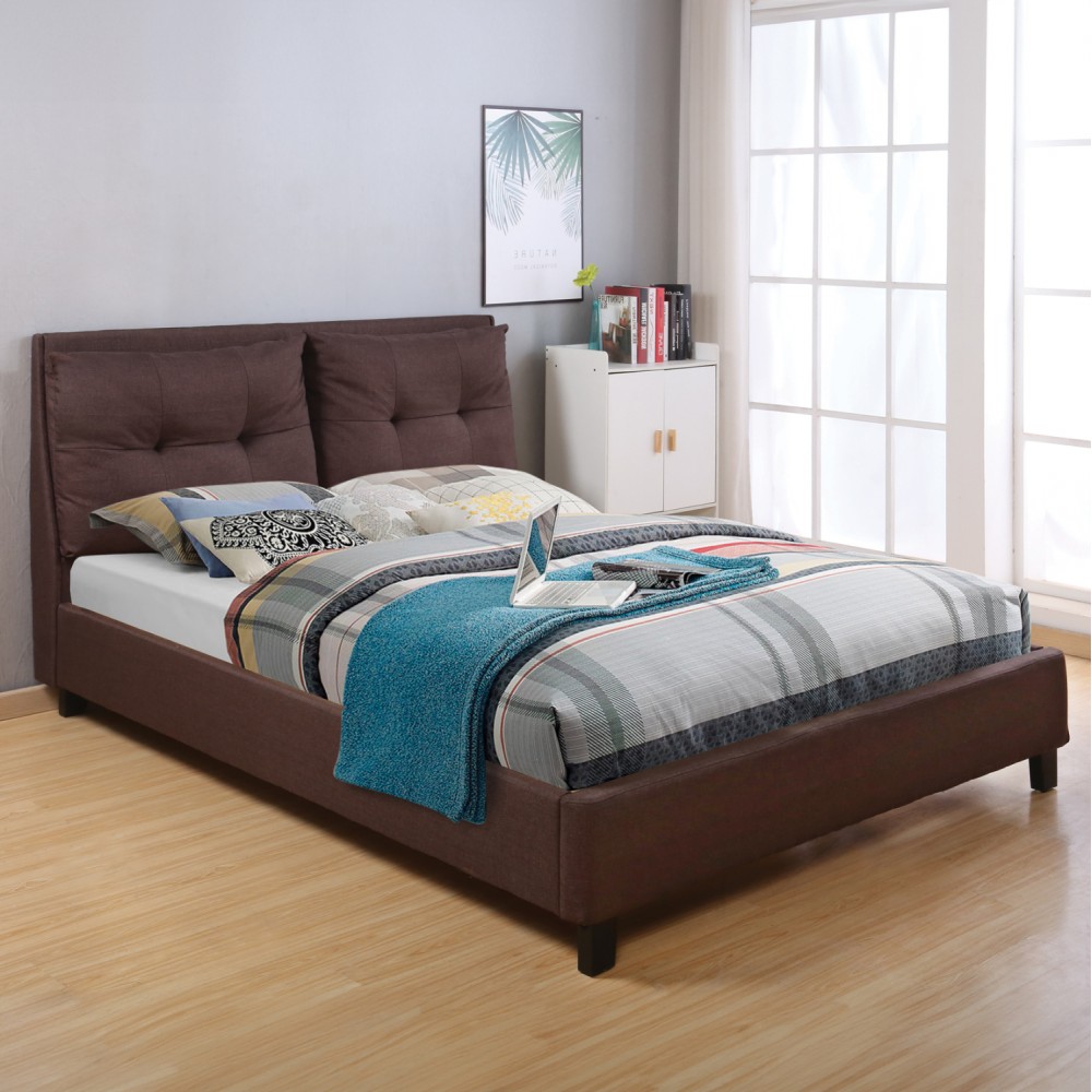 ΚΡΕΒΑΤΙ ΜΕ ΣΤΡΩΜΑ BILLIE HM21284.01 ΚΑΦΕ ΥΦΑΣΜΑ--ΓΙΑ 160x200εκ