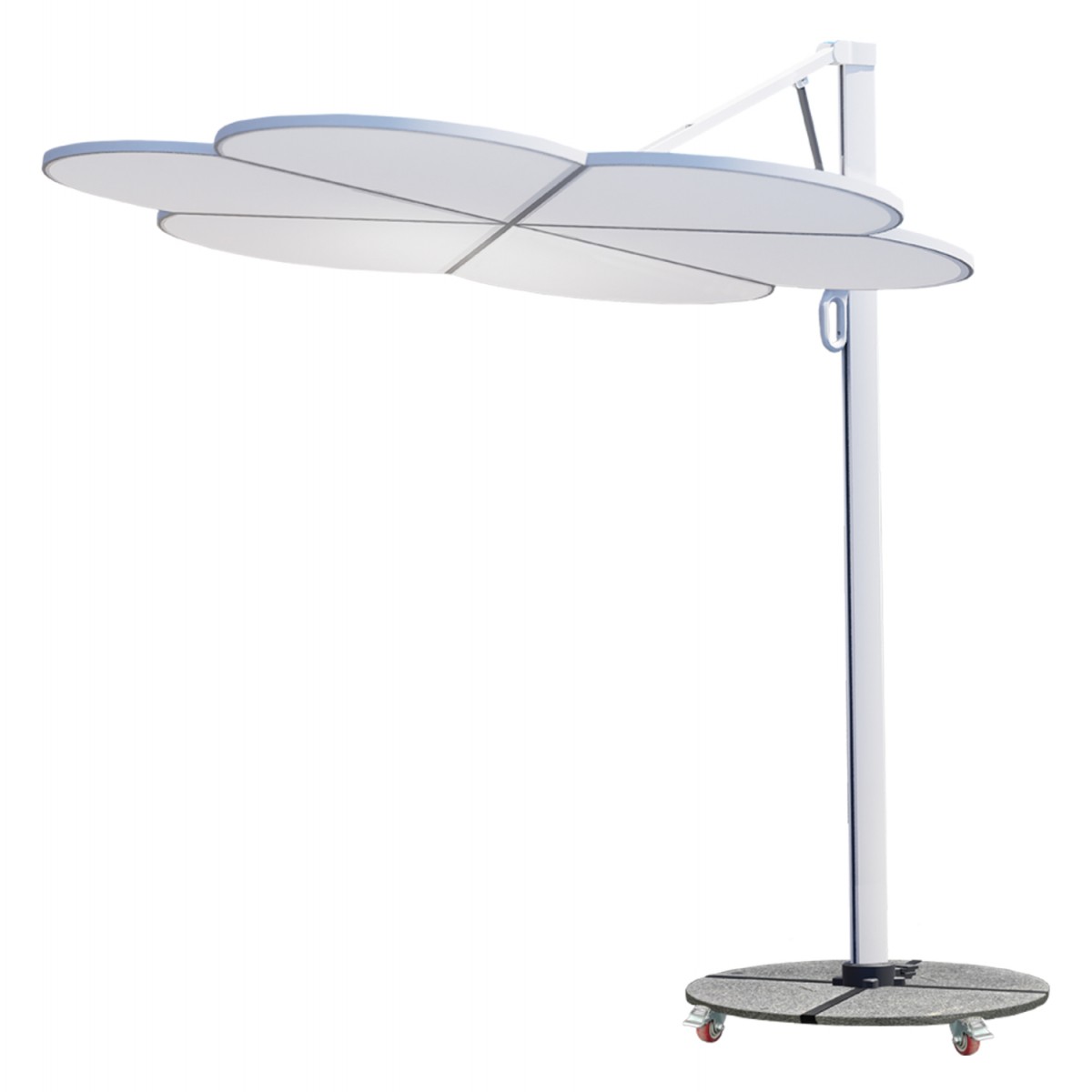 ΟΜΠΡΕΛΑ ΜΕ ΒΑΣΗ ΣΕΙΡΑ CANNOPY (flower) HM21286.02 ΑΛΟΥΜΙΝΙΟ-ΓΡΑΝΙΤΗΣ-ΛΕΥΚΟ 2,38x2,2μ