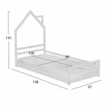 ΚΡΕΒΑΤΙ ΠΑΙΔΙΚΟ ΜΕ ΣΤΡΩΜΑ HOUSER HM21301 ΞΥΛΟ ΠΕΥΚΟΥ ΣΕ ΛΕΥΚΟ--ΣΤΡΩΜΑ 90x190εκ